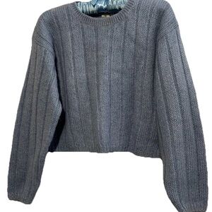 Vintage 1980s Extra Energy De Rotchild Blue Cropped Mohair Blend Sweater Medium